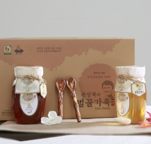 꿀비마켓 강원도횡성생산 4호(아카시아꿀600g+잡화꿀600g+도자기 스푼)